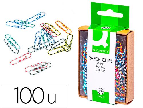 Clips de cor raiados q-connect - 28 mm caixa de 100 unidades , Q-connect , 28727 , 5705831020245
